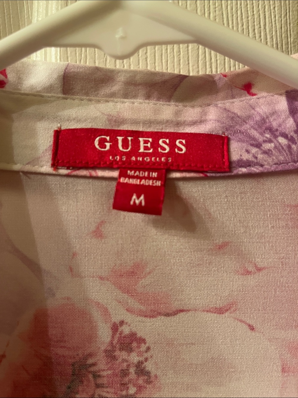 Guess “Elina” Floral Zip-Front Dress in White, Pink, Purple - Picture 6 of 6